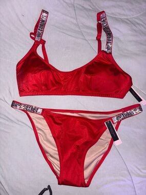 Victoria's Secret Red Bikini w/Embellished Straps! Price negotiable!